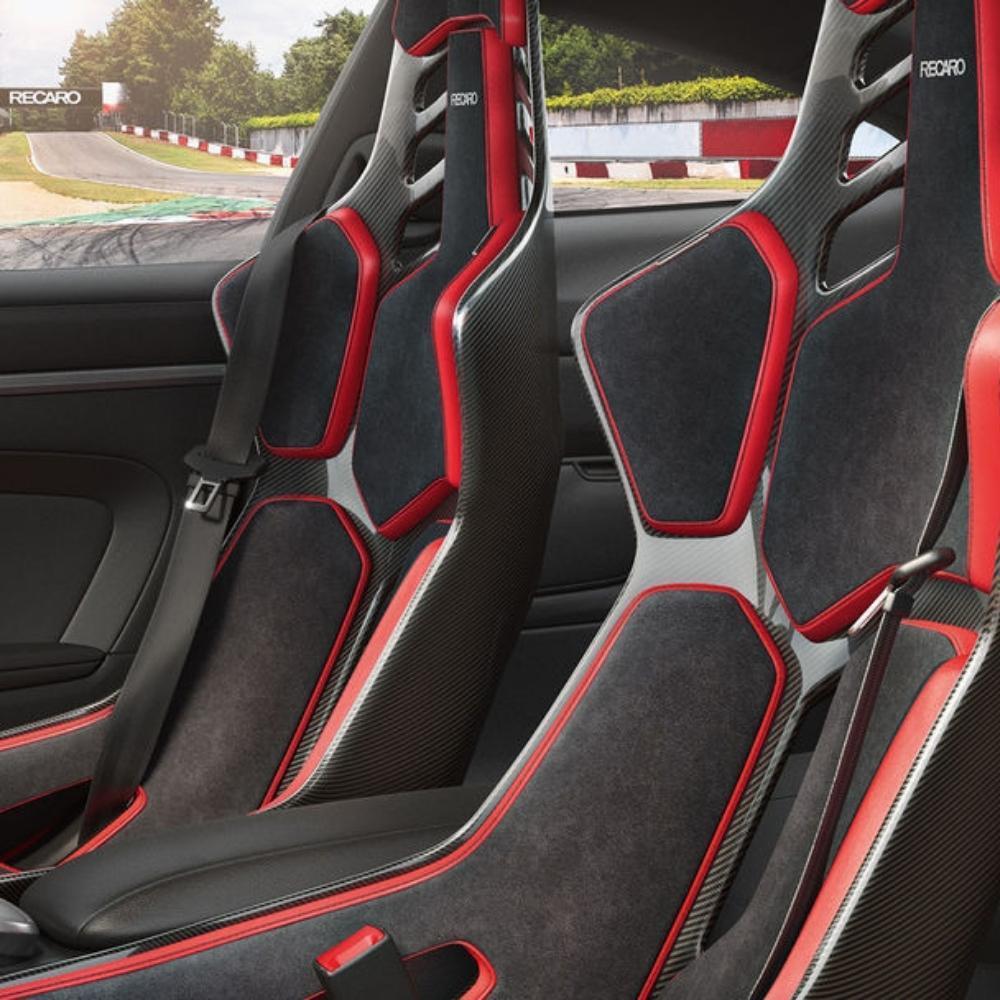 RECARO Podium (Large Pads) CFK Carbon Fiber Seat - Black Alcantara/Red Leather