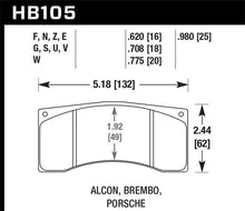 Load image into Gallery viewer, Hawk Alcon B/MB4/ Brembo XA2.E5.01/04 / XA5.90.01/04 / XA6.H7.11/14 DTC-70 Race Brake Pads